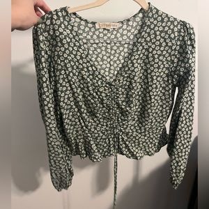Green floral crop top